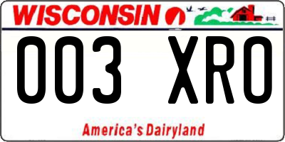 WI license plate 003XRO