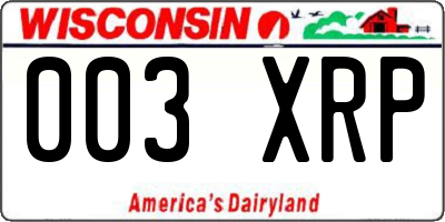 WI license plate 003XRP