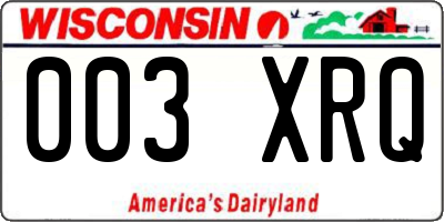 WI license plate 003XRQ