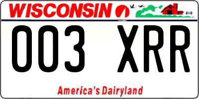 WI license plate 003XRR