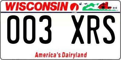 WI license plate 003XRS
