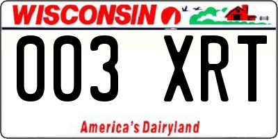 WI license plate 003XRT