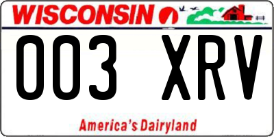 WI license plate 003XRV