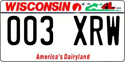 WI license plate 003XRW