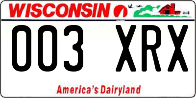 WI license plate 003XRX
