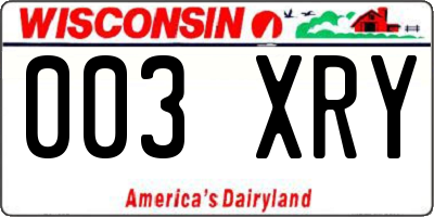 WI license plate 003XRY