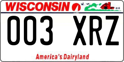WI license plate 003XRZ