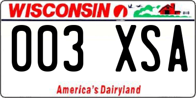 WI license plate 003XSA