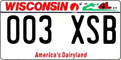 WI license plate 003XSB