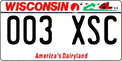 WI license plate 003XSC