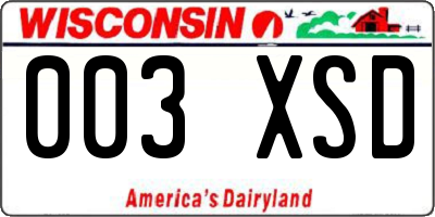 WI license plate 003XSD