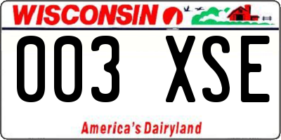 WI license plate 003XSE