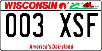 WI license plate 003XSF