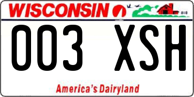 WI license plate 003XSH