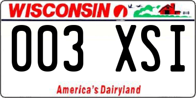 WI license plate 003XSI