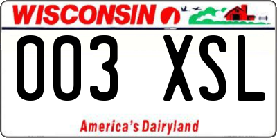 WI license plate 003XSL