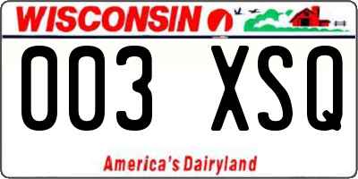 WI license plate 003XSQ