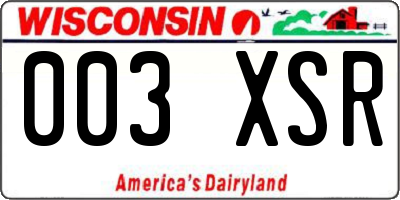 WI license plate 003XSR