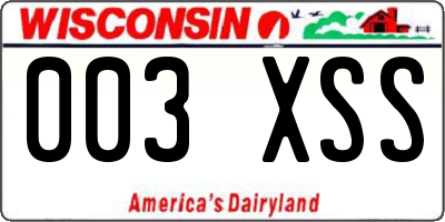 WI license plate 003XSS