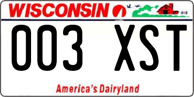 WI license plate 003XST