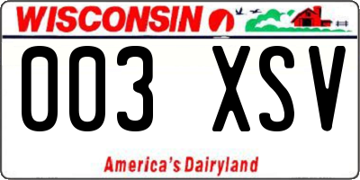 WI license plate 003XSV