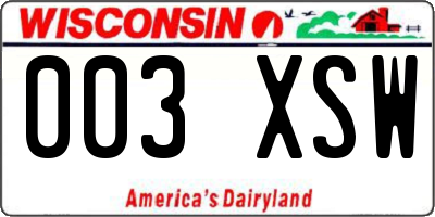 WI license plate 003XSW