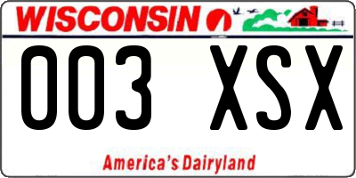 WI license plate 003XSX