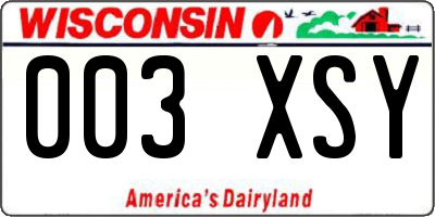 WI license plate 003XSY