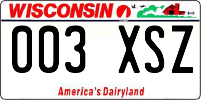 WI license plate 003XSZ