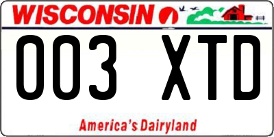 WI license plate 003XTD