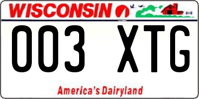 WI license plate 003XTG