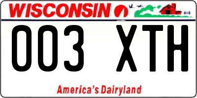 WI license plate 003XTH