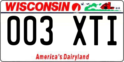 WI license plate 003XTI
