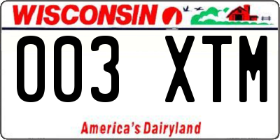 WI license plate 003XTM