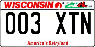 WI license plate 003XTN