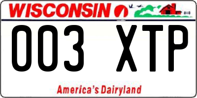 WI license plate 003XTP