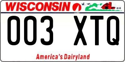 WI license plate 003XTQ