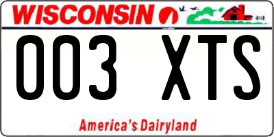 WI license plate 003XTS