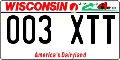 WI license plate 003XTT
