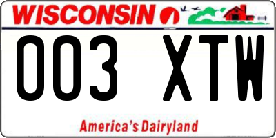 WI license plate 003XTW