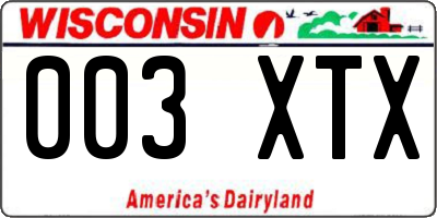 WI license plate 003XTX