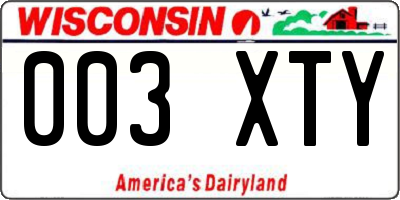 WI license plate 003XTY