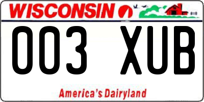 WI license plate 003XUB