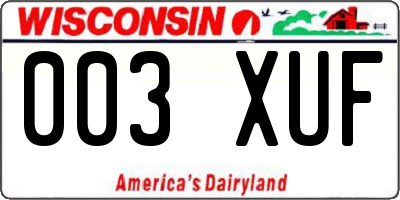 WI license plate 003XUF