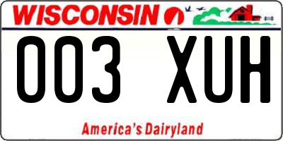 WI license plate 003XUH