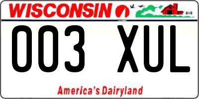 WI license plate 003XUL