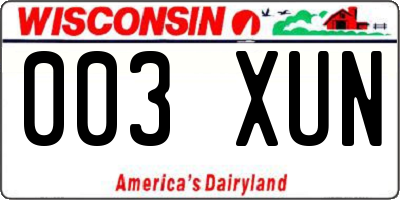 WI license plate 003XUN