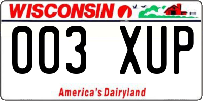 WI license plate 003XUP
