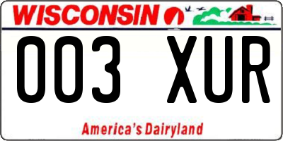 WI license plate 003XUR