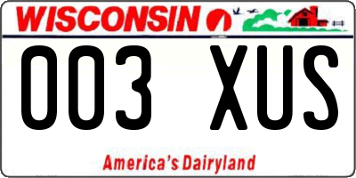WI license plate 003XUS